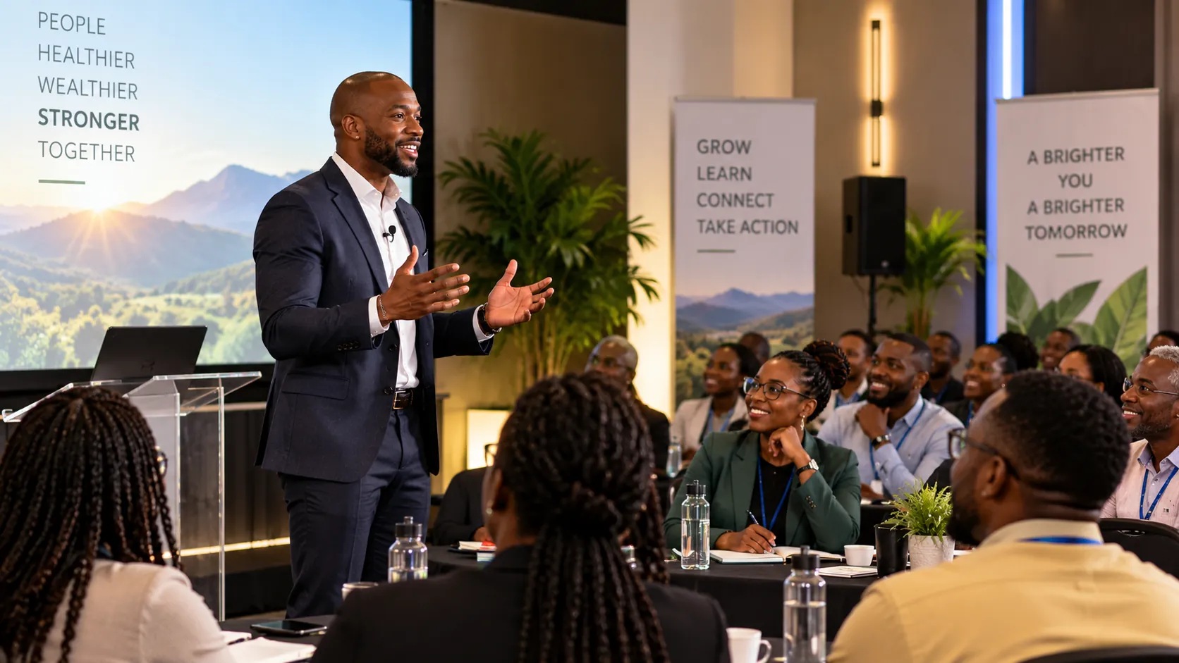 A speaker addressing a learning session